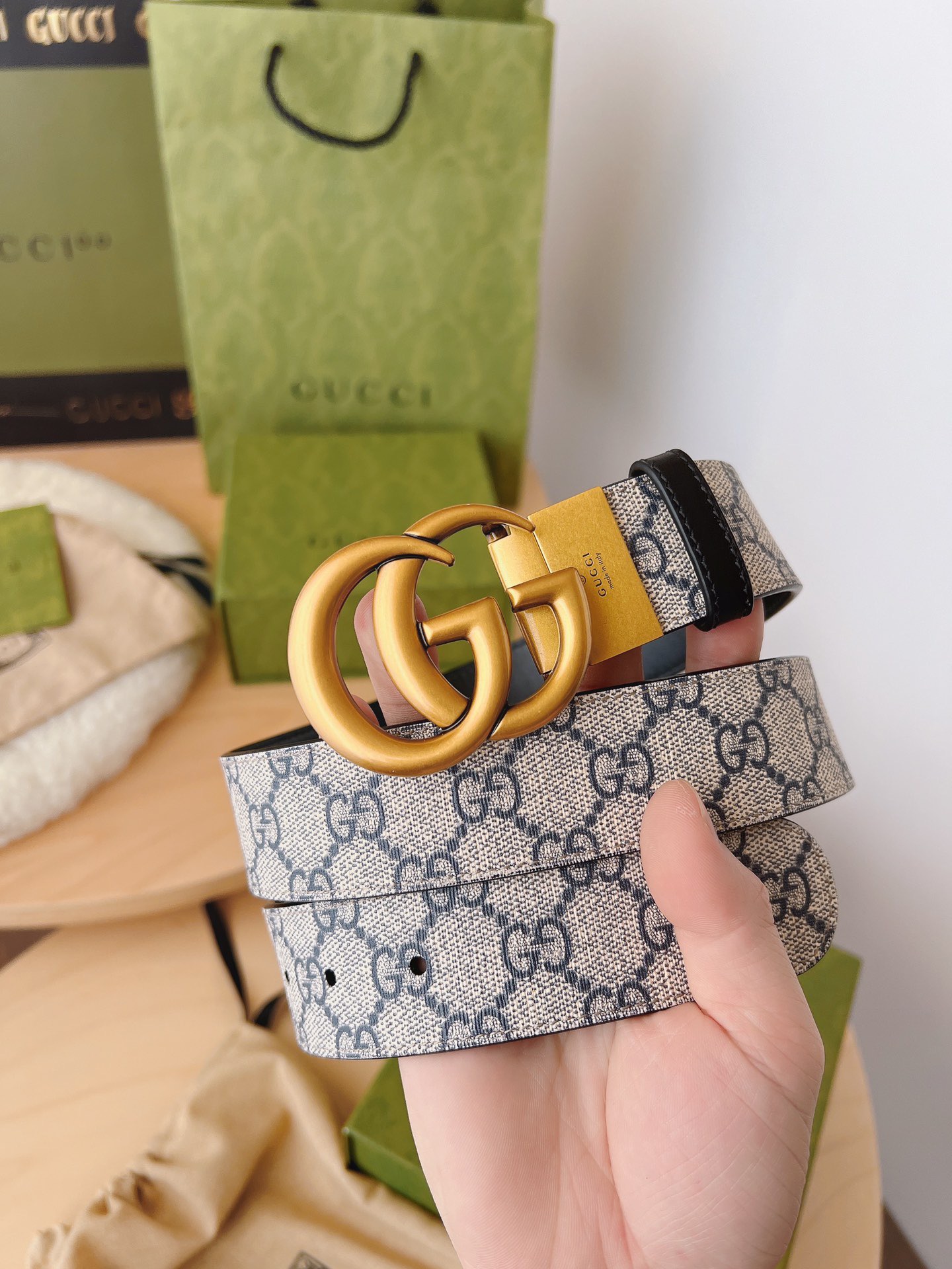 Gucci 구찌 GG 수프림 캔버스 더블 G 버클 벨트 1