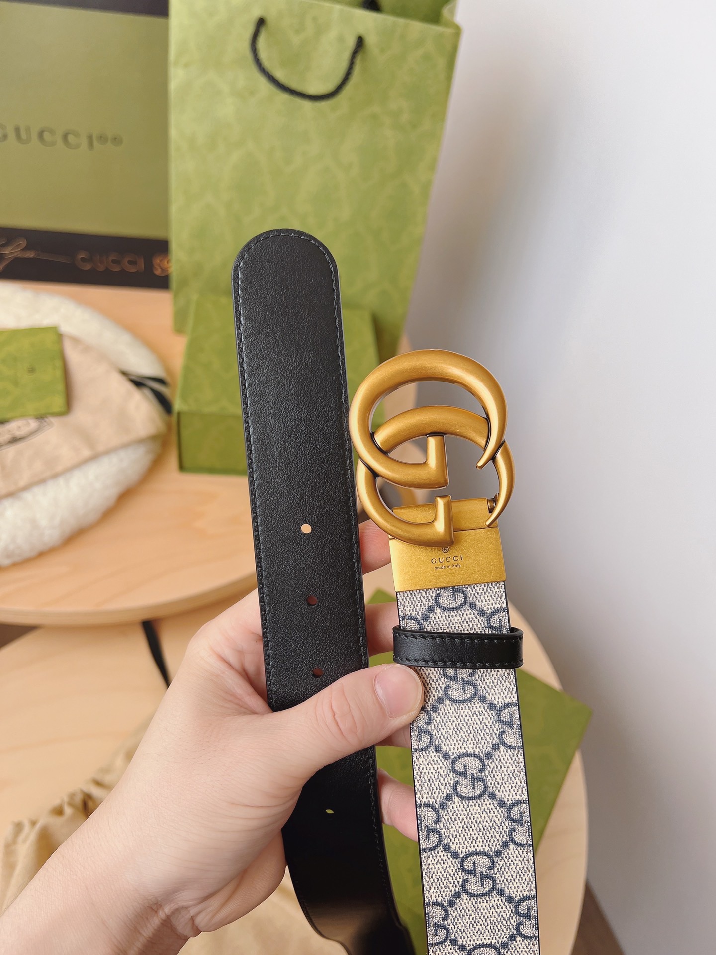 Gucci 구찌 GG 수프림 캔버스 더블 G 버클 벨트 2