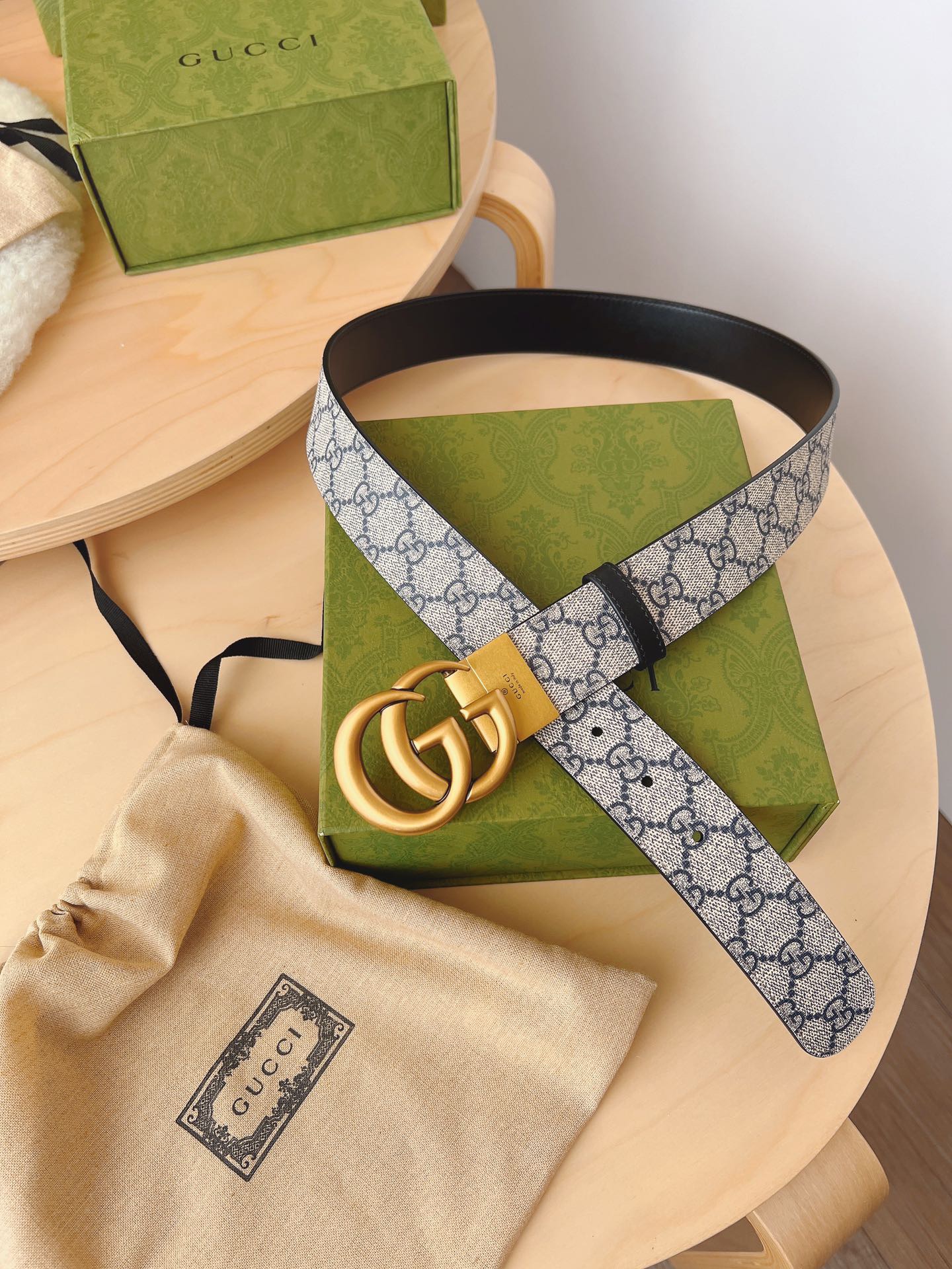 Gucci 구찌 GG 수프림 캔버스 더블 G 버클 벨트 6