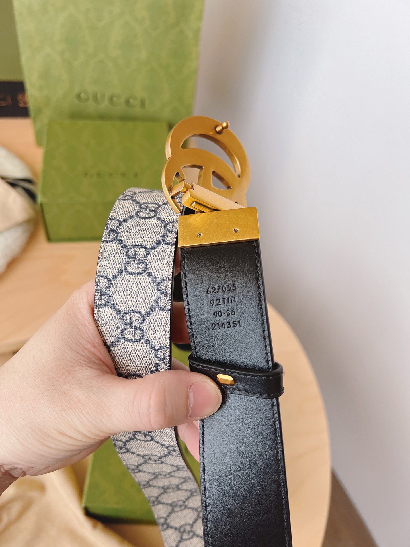 Gucci 구찌 GG 수프림 캔버스 더블 G 버클 벨트 7