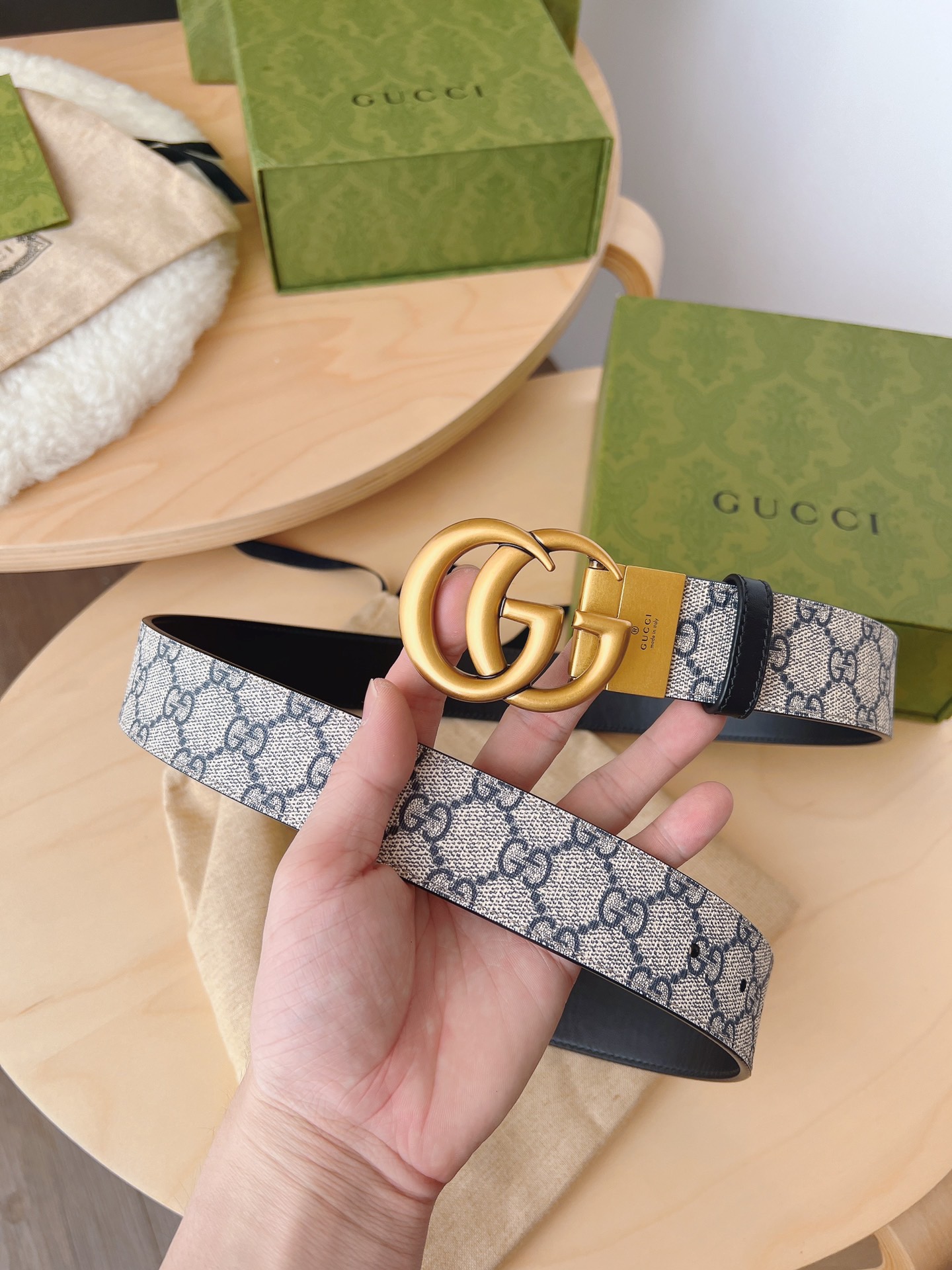 Gucci 구찌 GG 수프림 캔버스 더블 G 버클 벨트 8