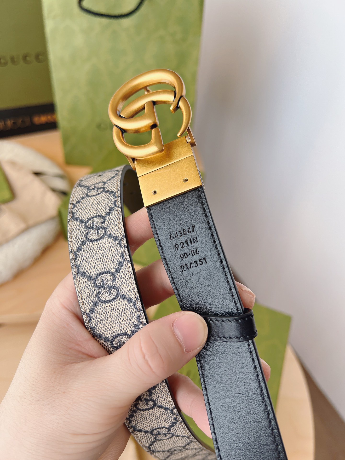 Gucci 구찌 GG 수프림 캔버스 더블 G 버클 벨트 14