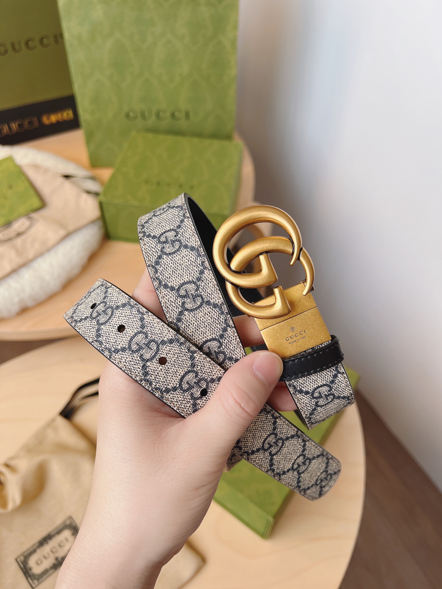 Gucci 구찌 GG 수프림 캔버스 더블 G 버클 벨트 16