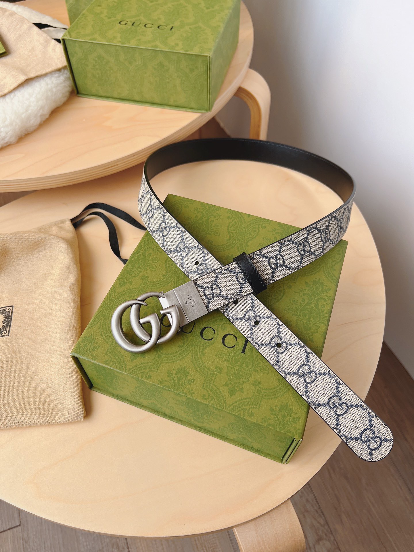 Gucci 구찌 GG 수프림 캔버스 더블 G 버클 벨트 5