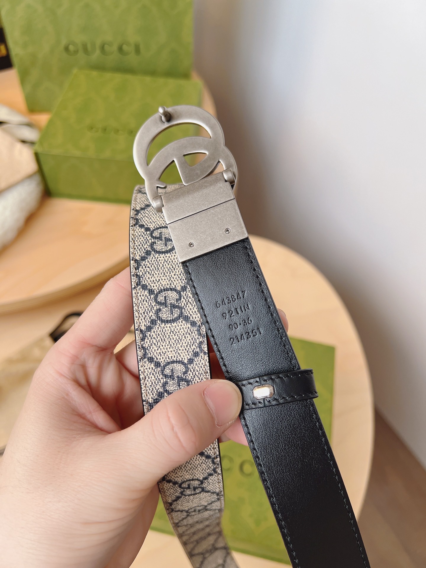 Gucci 구찌 GG 수프림 캔버스 더블 G 버클 벨트 6