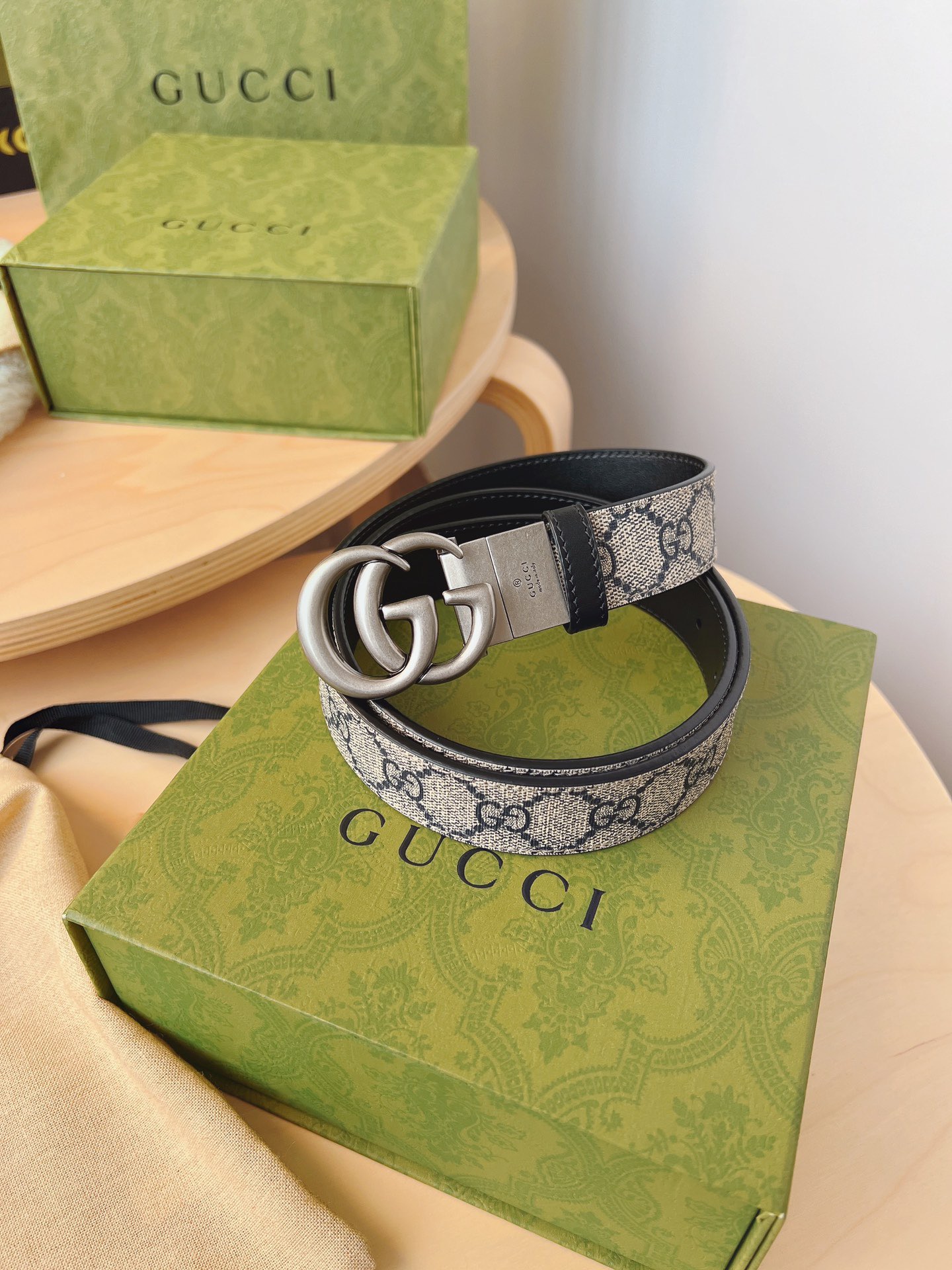 Gucci 구찌 GG 수프림 캔버스 더블 G 버클 벨트 7