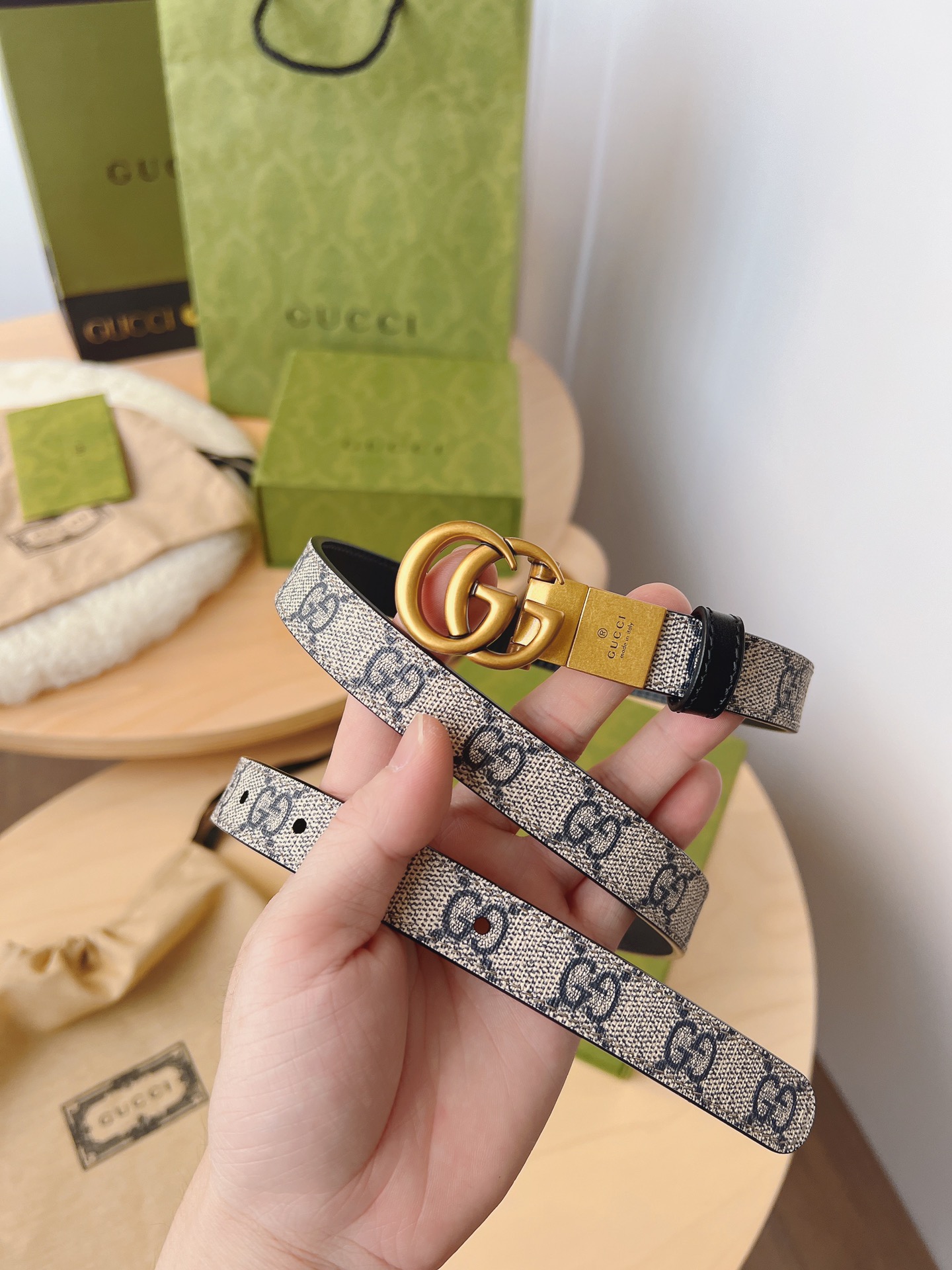 Gucci 구찌 GG 수프림 캔버스 더블 G 버클 벨트 1