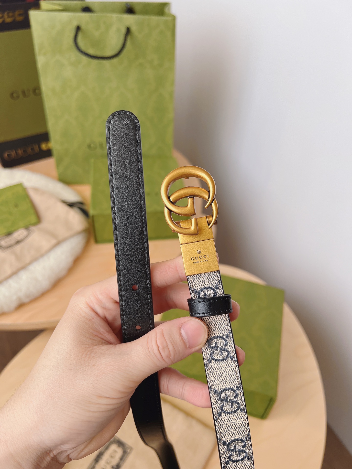 Gucci 구찌 GG 수프림 캔버스 더블 G 버클 벨트 2