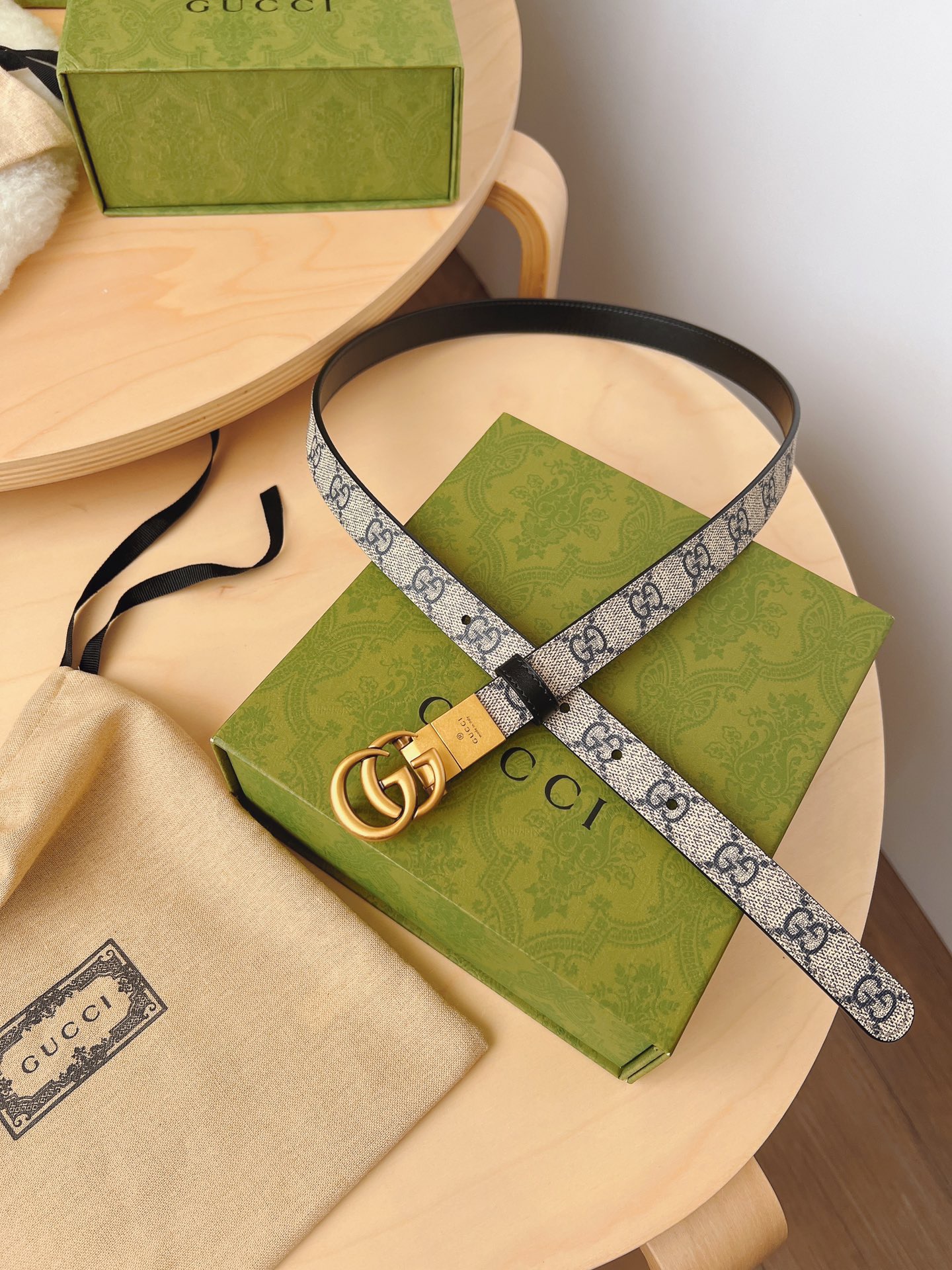 Gucci 구찌 GG 수프림 캔버스 더블 G 버클 벨트 7