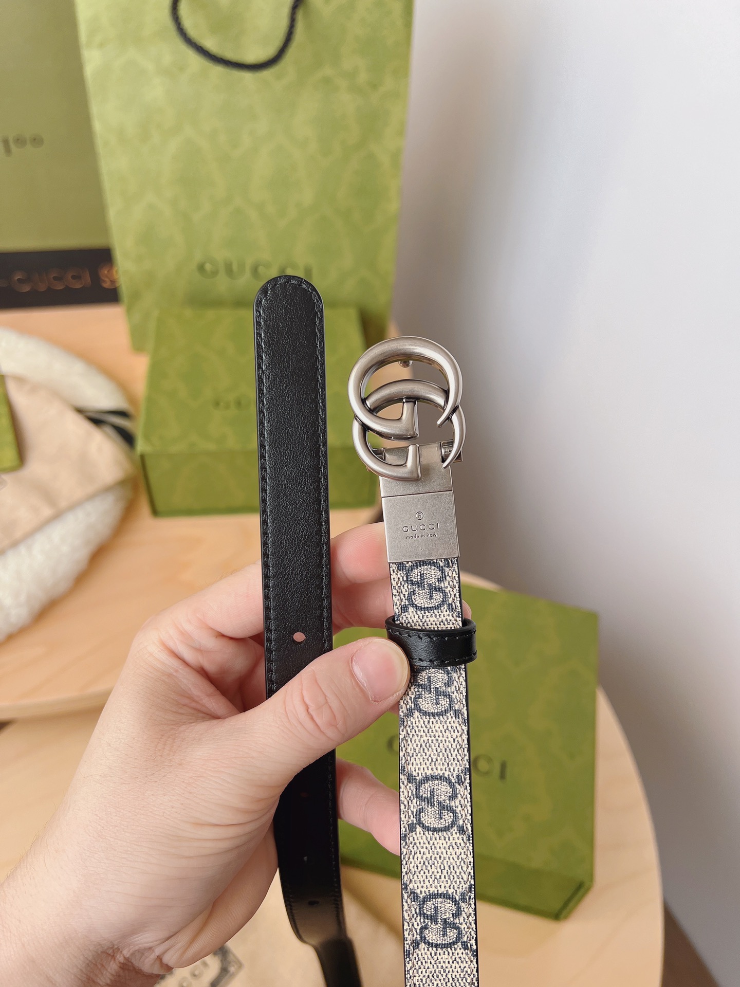 Gucci 구찌 GG 수프림 캔버스 더블 G 버클 벨트 2