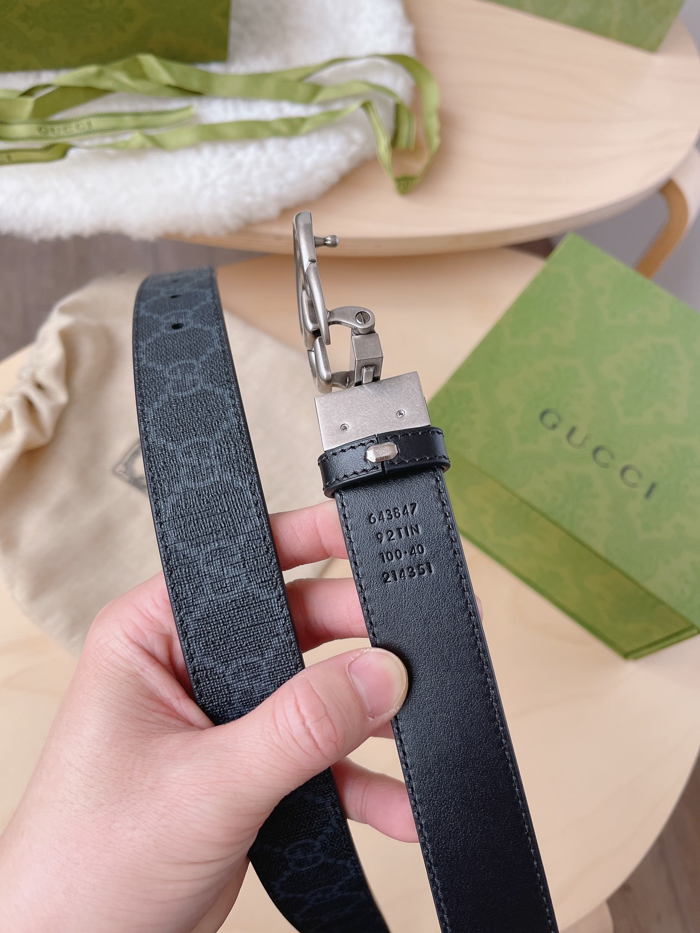 Gucci 구찌 GG 버클 패턴 가죽 벨트 7