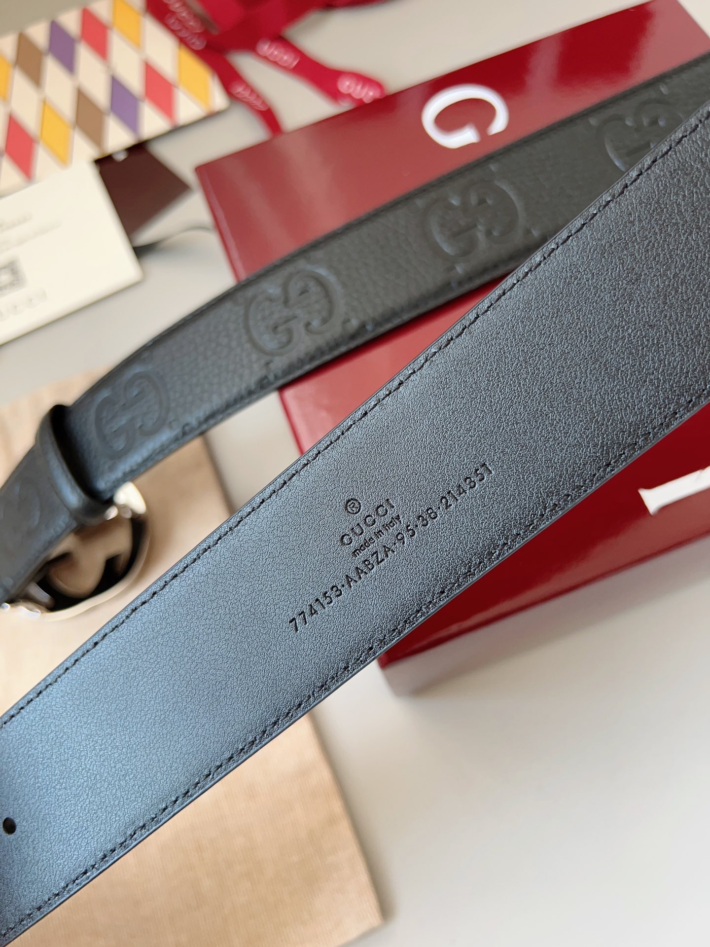 Gucci 구찌 블랙 GG 그레인 가죽 더블 G 버클 벨트 9