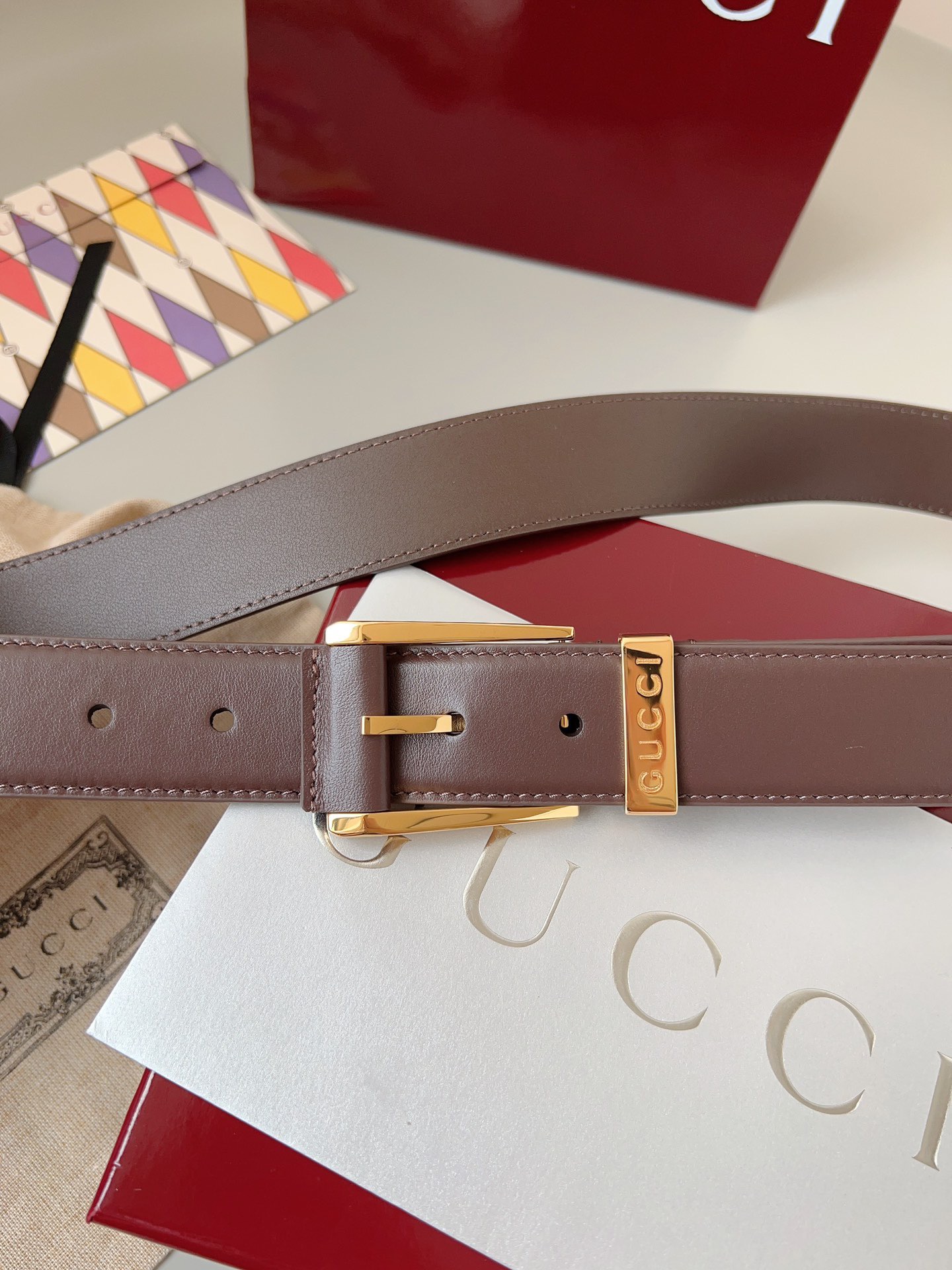 Gucci 구찌 블랙 가죽 스퀘어 버클 벨트 8