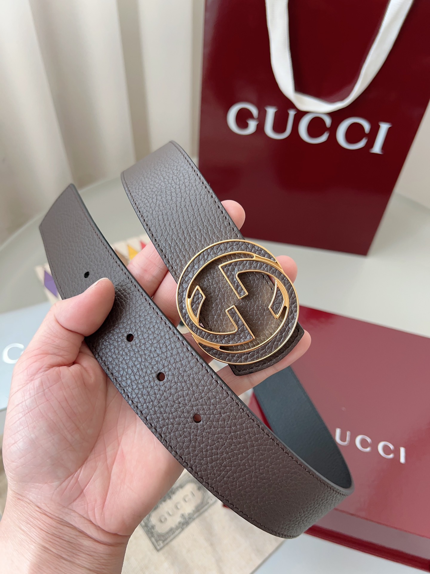 Gucci 구찌 GG 수프림 리버서블 가죽 벨트 4