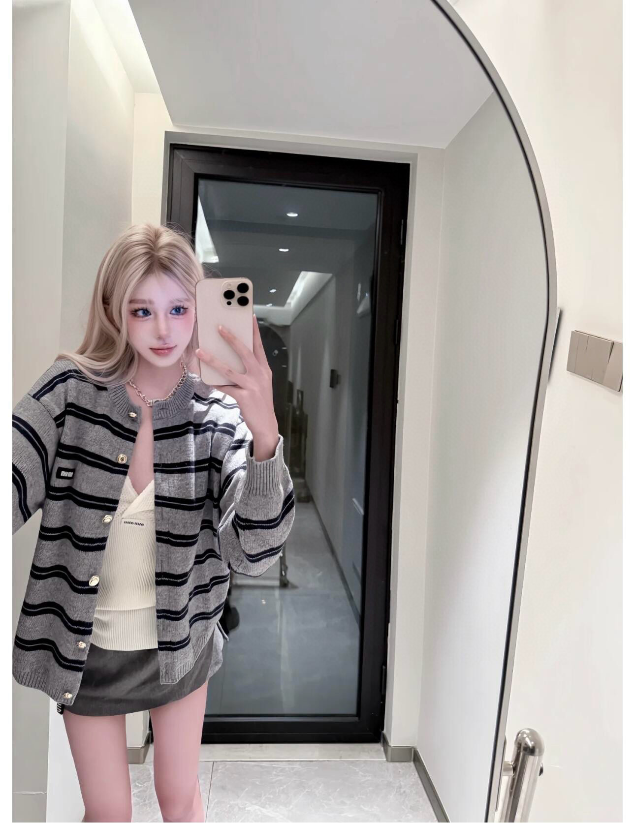 GUCCI 구찌 스트라이프 니트 폴로 반팔 여성용 2