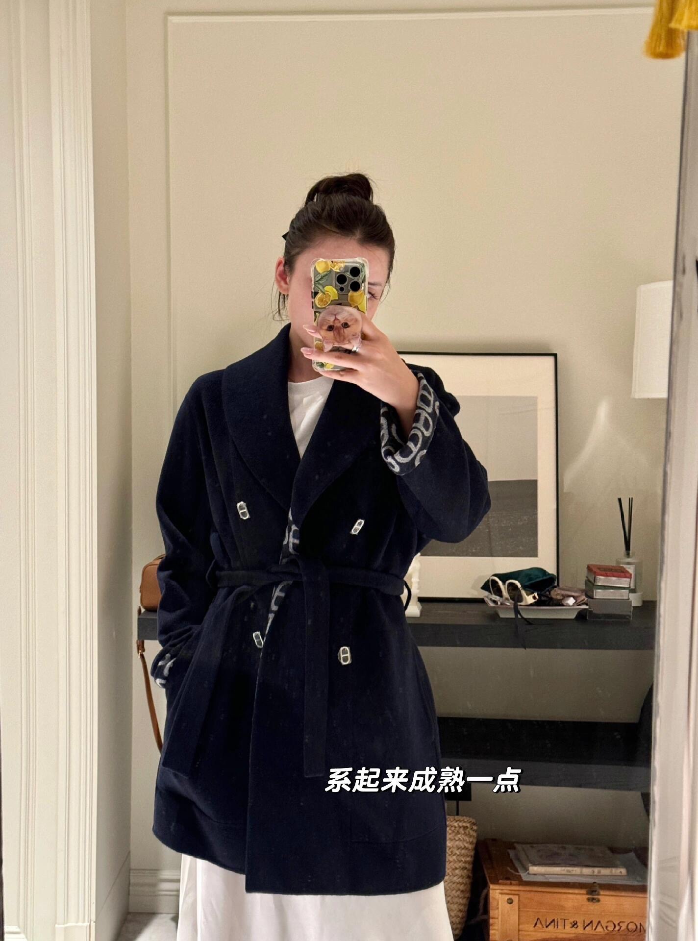 Hermes 에르메스 에이컷 양모 더블버튼 코트 8