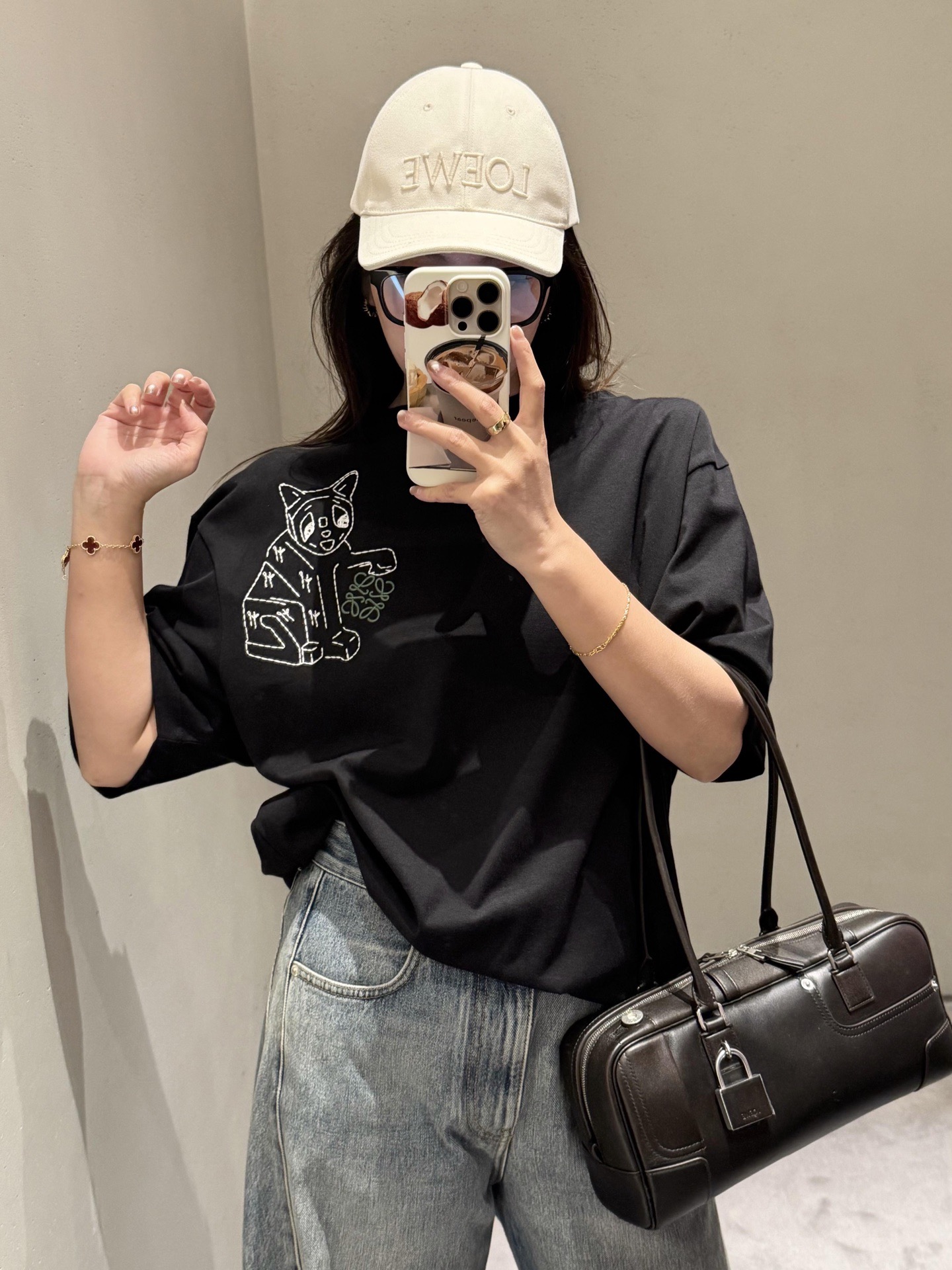 Loewe 로에베 루이스 웨인 고양이 자수 반팔 티셔츠 1