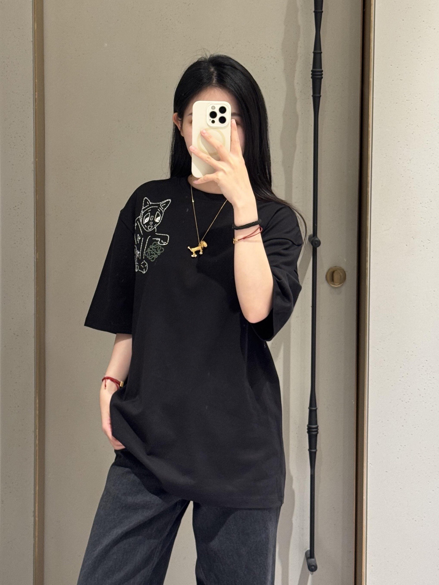 Loewe 로에베 루이스 웨인 고양이 자수 반팔 티셔츠 4