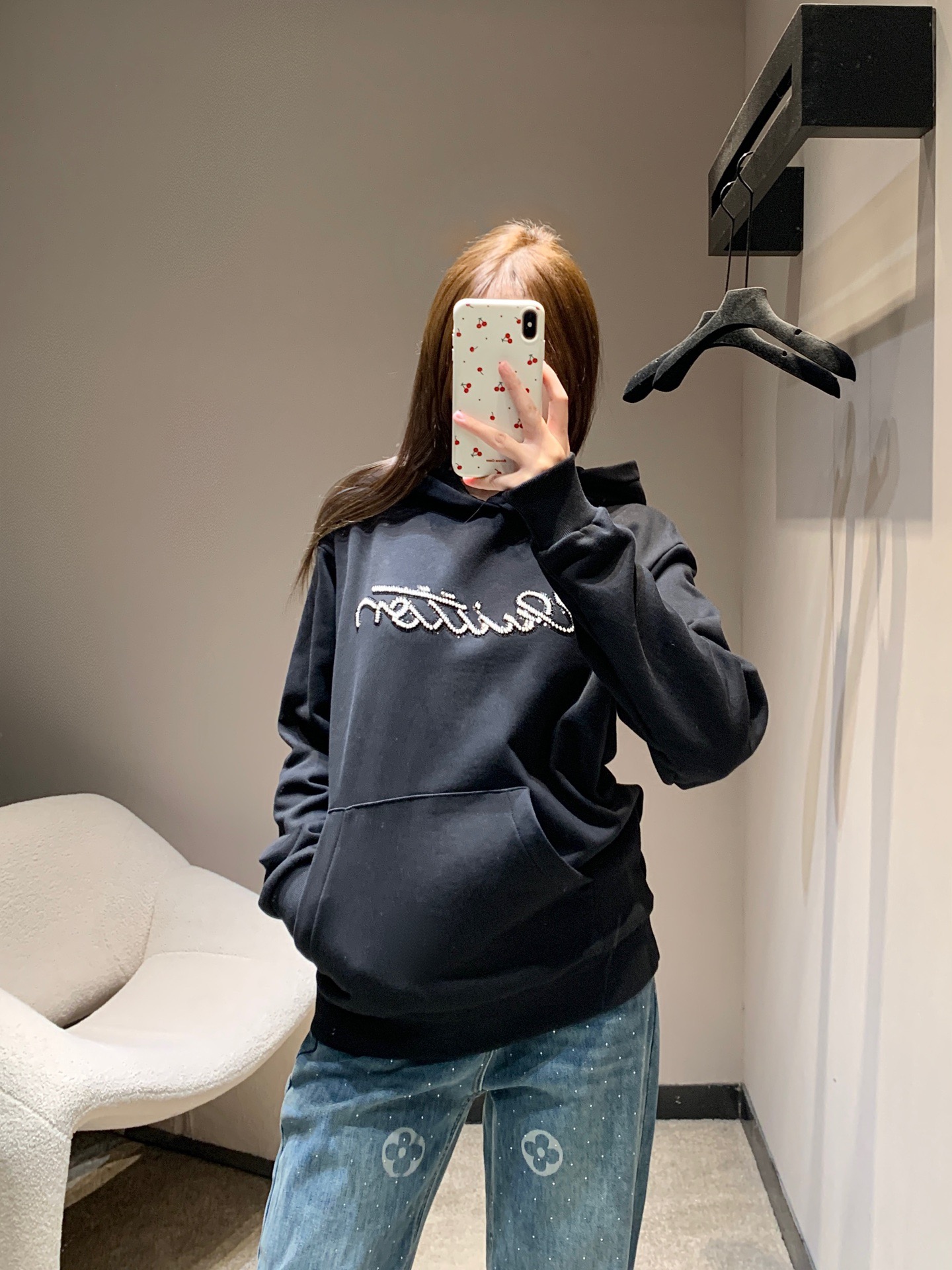 Louis Vuitton 루이비통 진주 자수 로고 후드 티셔츠 7