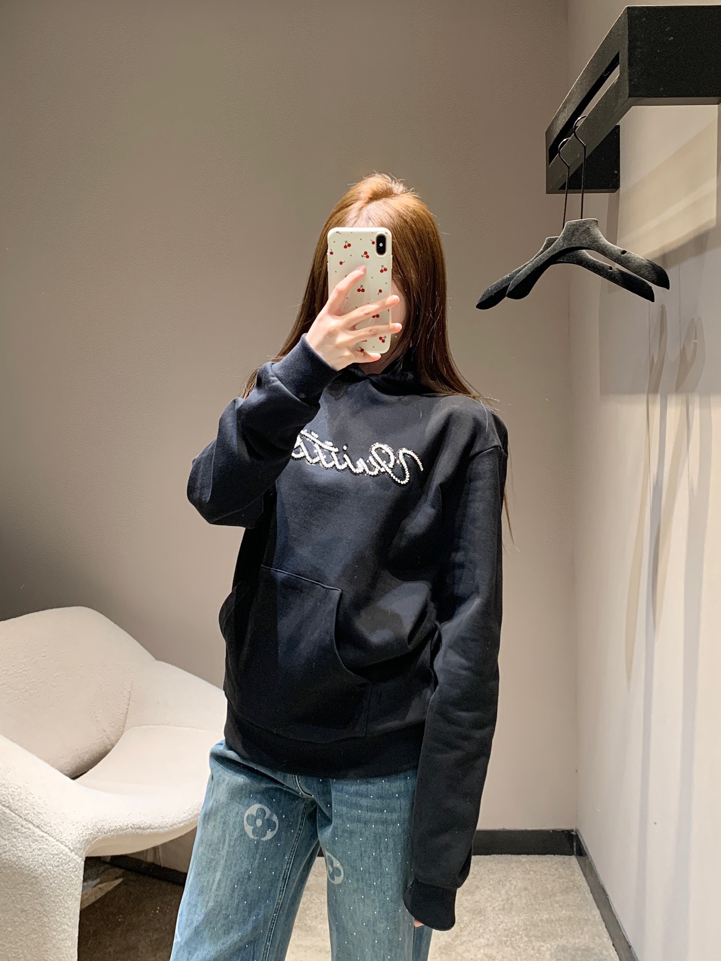 Louis Vuitton 루이비통 진주 자수 로고 후드 티셔츠 9