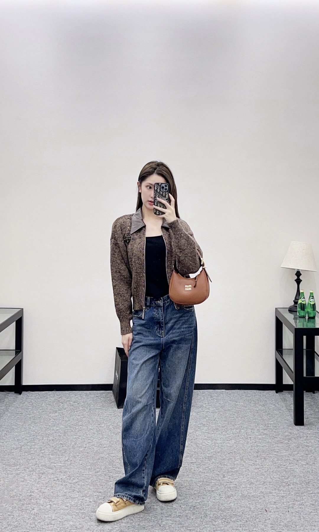 Prada 프라다 가죽 카라 니트 집업 17