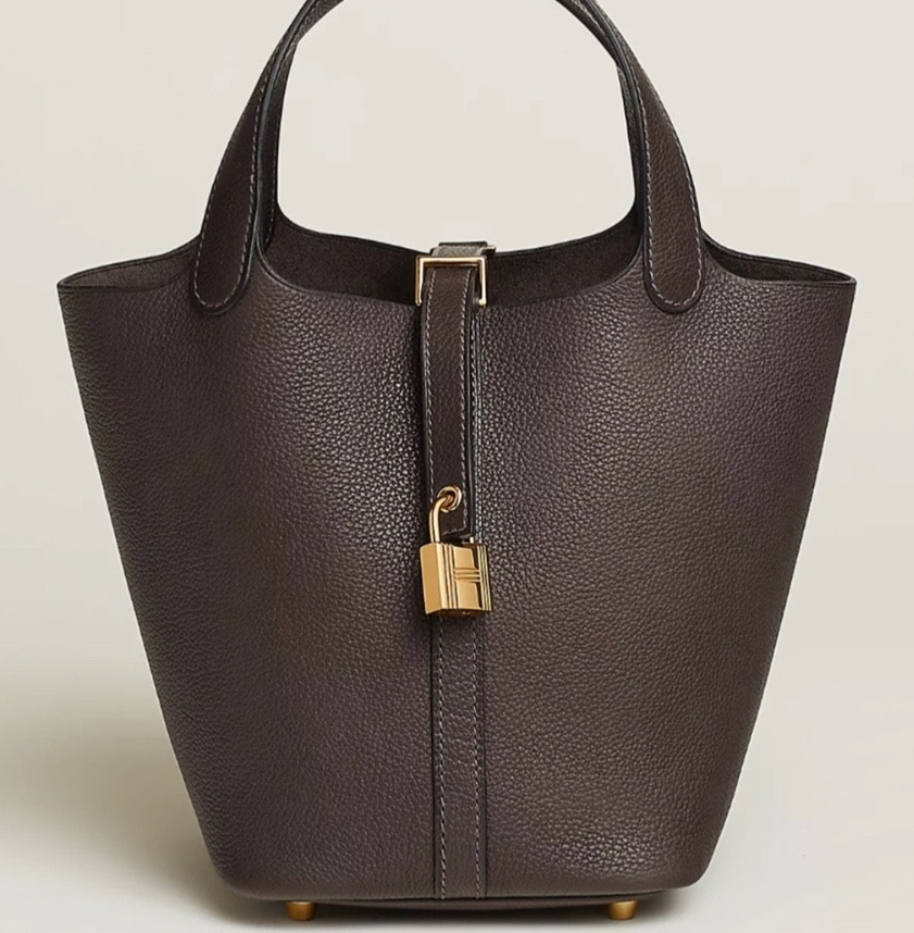 Hermes 에르메스 피코틴 락 18 클망스가죽 에벤(Ebene)&다크브론즈 골드버클 18cm