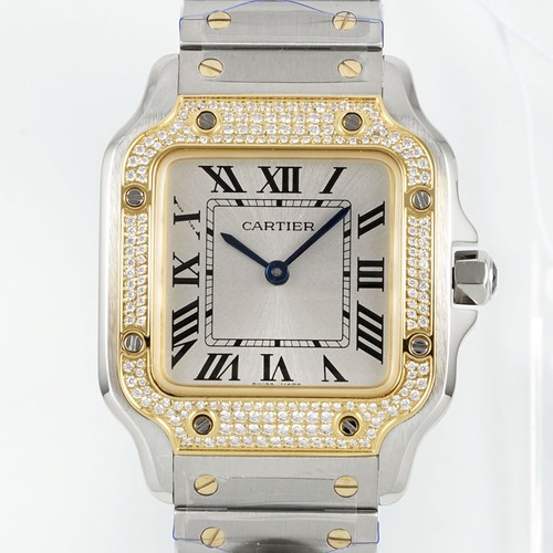 Cartier Santos de Cartier Medium Quartz 까르띠에 산토스 드 까르띠에 미디엄 쿼츠 골드베젤 27mm