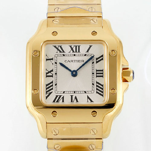 Cartier Santos de Cartier Medium Quartz 까르띠에 산토스 드 까르띠에 미디엄 쿼츠 옐로우골드베젤 27mm