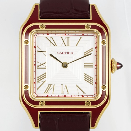 Cartier Santos Dumont Lacquer Dial Quartz 까르띠에 산토스 뒤몽 래커 다이얼 버건디 쿼츠 31.4 × 43.5mm