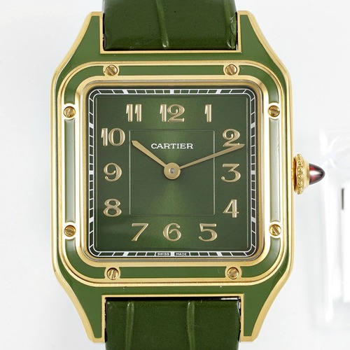 Cartier Santos Dumont Lacquer Dial Quartz 까르띠에 산토스 뒤몽 래커 다이얼 그린 쿼츠 31.4 × 43.5mm