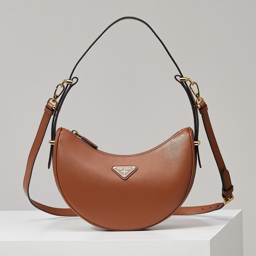 PRADA Arqué Leather Shoulder Bag 프라다 아르케 가죽 숄더백 401BC194 브라운 22.5CM