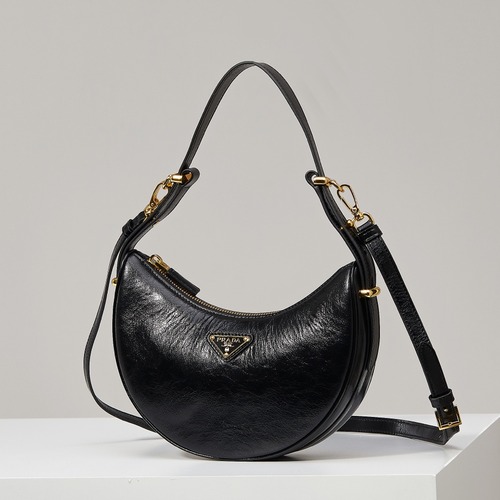PRADA Arqué Oiled Calfskin Shoulder Bag 프라다 아르케 오일드 카프스킨 숄더백 블랙 401BC194 블랙 22.5CM