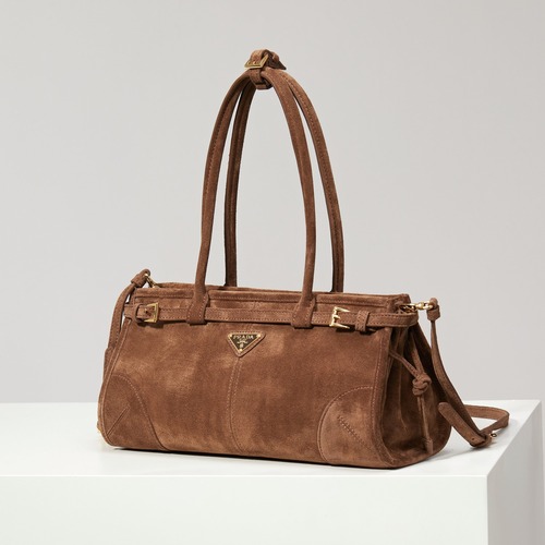 PRADA Soft Lux Suede Leather Top Handle Bag 프라다 소프트 럭스 스웨이드 레더 토트백 브라운 1BA426 32cm