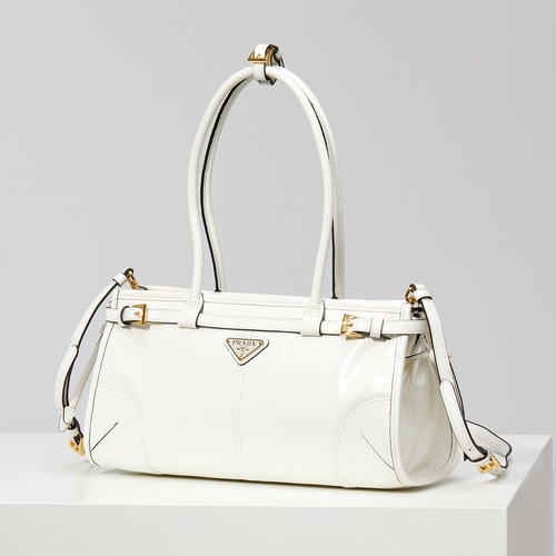 PRADA Soft Lux Brushed Leather Top Handle Bag 프라다 소프트 럭스 브러시드 가죽 탑핸들 토트백 화이트 1BA426 32cm