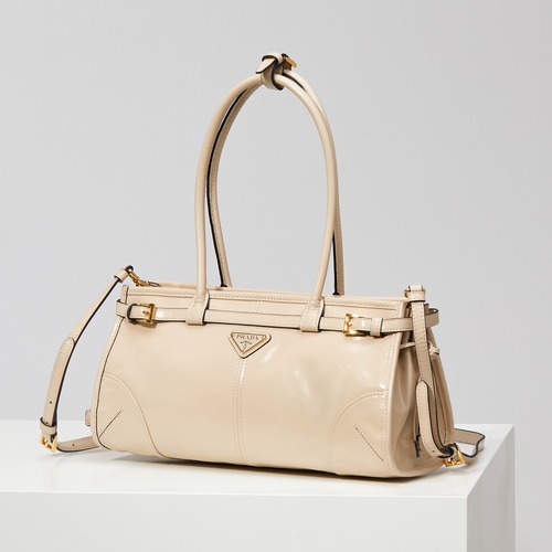 PRADA Soft Lux Brushed Leather Top Handle Bag 프라다 소프트 럭스 브러시드 가죽 탑핸들 토트백 크림베이지 1BA426 32cm