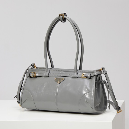 PRADA Soft Lux Brushed Leather Top Handle Bag 프라다 소프트 럭스 브러시드 가죽 탑핸들 토트백 그레이 1BA426 32cm