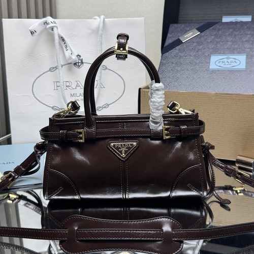 PRADA Re-Edition 1995 Mini Patent Leather 프라다 리에디션 1995 미니 페이턴트 레더 토트백 1BA486 다크브라운 23cm