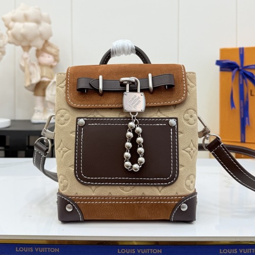 Louis Vuitton Steamer 15 Mini 루이비통 스티머 15 미니 핸드백 M26128 패치워크 가죽 & 모노그램 20cm