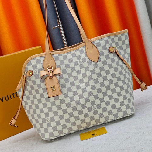 Louis Vuitton Neverfull MM Damier Azur 루이비통 네버풀 MM 다미에 아주르 M27787 / M27839 반려견가방 28cm