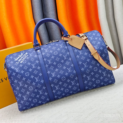 Louis Vuitton Keepall Bandoulière 50 Monogram Heritage 캔버스 트래블 백 루이비통 키폴 반둘리에 50 M26864 / M26865 / M26866 네이비 50cm