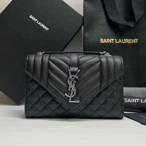 Saint Laurent Envelope Small Chain Wallet 생로랑 엔벨로프 스몰 체인 월렛 600195 은장블랙 21CM