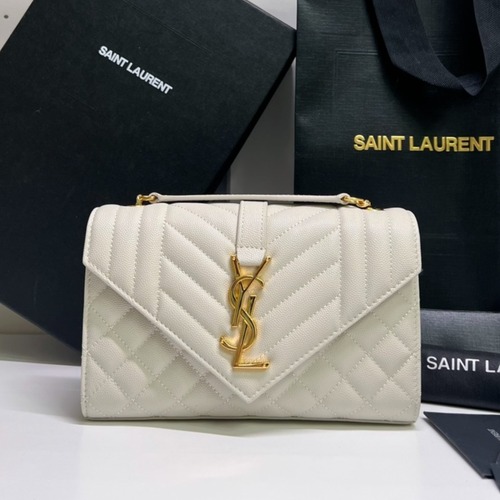 Saint Laurent Envelope Small Chain Wallet 생로랑 엔벨로프 스몰 체인 월렛 600195 금장아이보리 21CM
