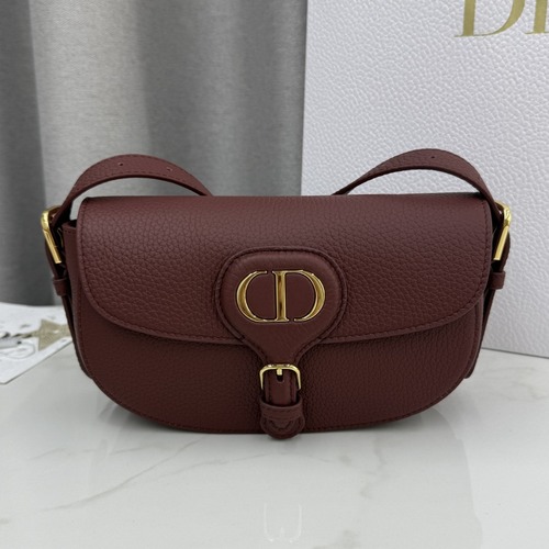 DIOR Bobby East-West Oblique Shoulder Bag 디올 바비 이스트-웨스트 카프스킨 오블리크 숄더백 버건디 21cm