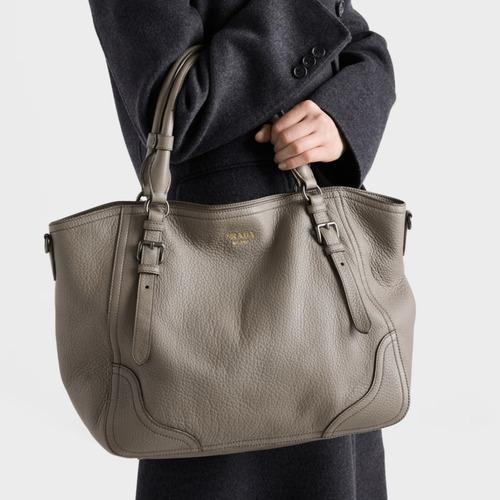 Prada Vitello Daino Leather Tote Bag 프라다 비텔로 다이노 레더 토트백 1BG602 그레이 38cm