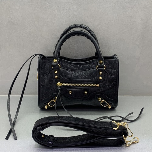 Balenciaga Le City Mini Top Handle Bag Black Gold Hardware 발렌시아가 르 시티백 미니 탑핸들 블랙 골드 하드웨어 (084228980) 23cm