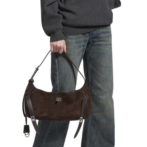 Balenciaga Bel Air Small Shoulder Bag 발렌시아가 벨에어 스몰 숄더백 스웨이드 브라운 골드 하드웨어 (8106801180) 35cm