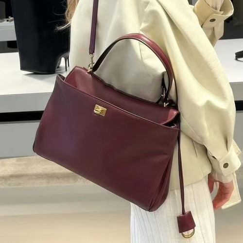 Balenciaga Rodeo Medium Top Handle Bag 발렌시아가 로데오 미디엄 탑핸들 백 78972 버건디 금장 35cm