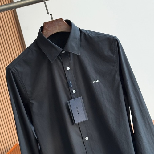 PRADA Textured Cotton Long Sleeve Shirt 프라다 텍스처드 코튼 긴팔 셔츠