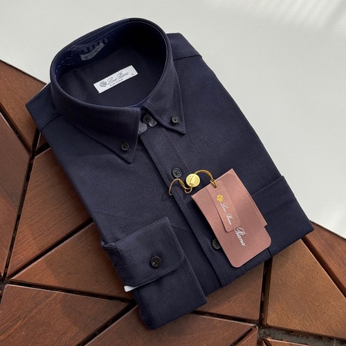 LORO PIANA Bespoke 100% Wool Business Shirt 로로피아나 비스포크 100% 울 비즈니스 셔츠 블랙