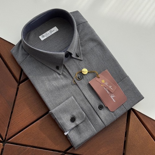 LORO PIANA Bespoke 100% Wool Business Shirt 로로피아나 비스포크 100% 울 비즈니스 셔츠 그레이
